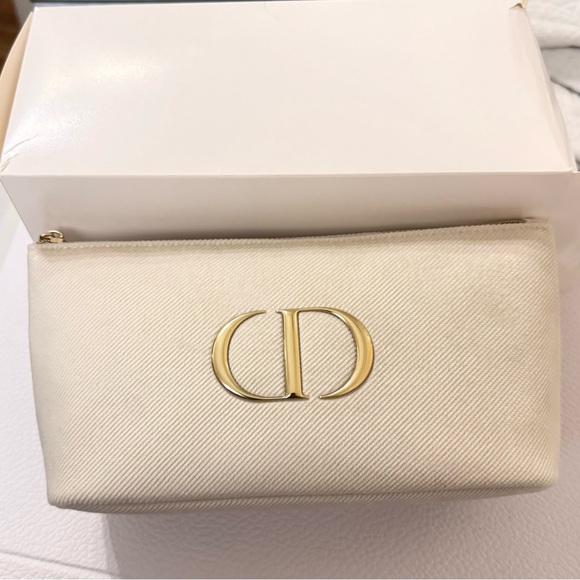 Dior Cream Cosmetic Bag with Gold Details - Picture 2 of 4